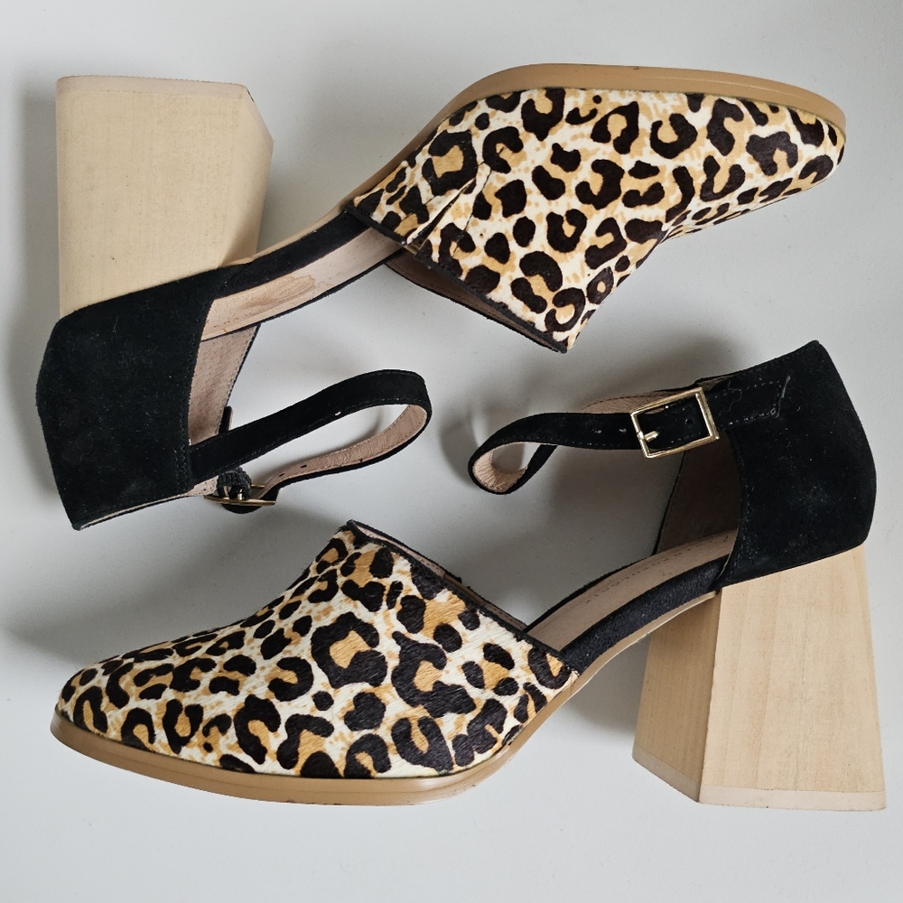 ANTHROPOLOGIE Meredith Leopard Print Block Heel